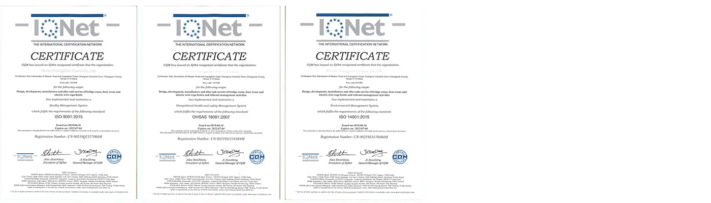 Hoist ISO Certificate